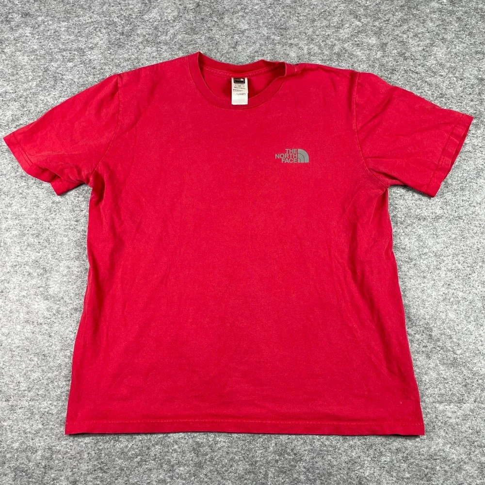 The North Face T-Shirt Mens L Red Box Logo Never Stop Exploring Short Sleeve